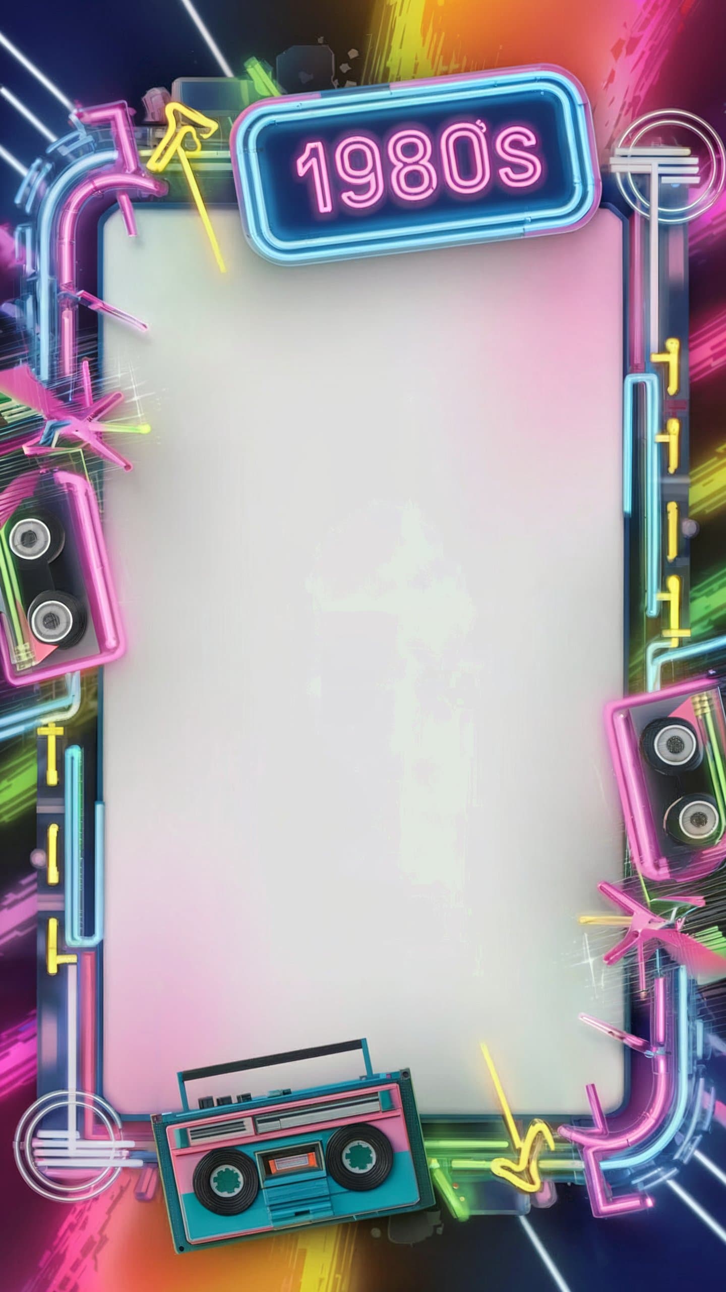 80s retro birthday card with a neon 1980s theme