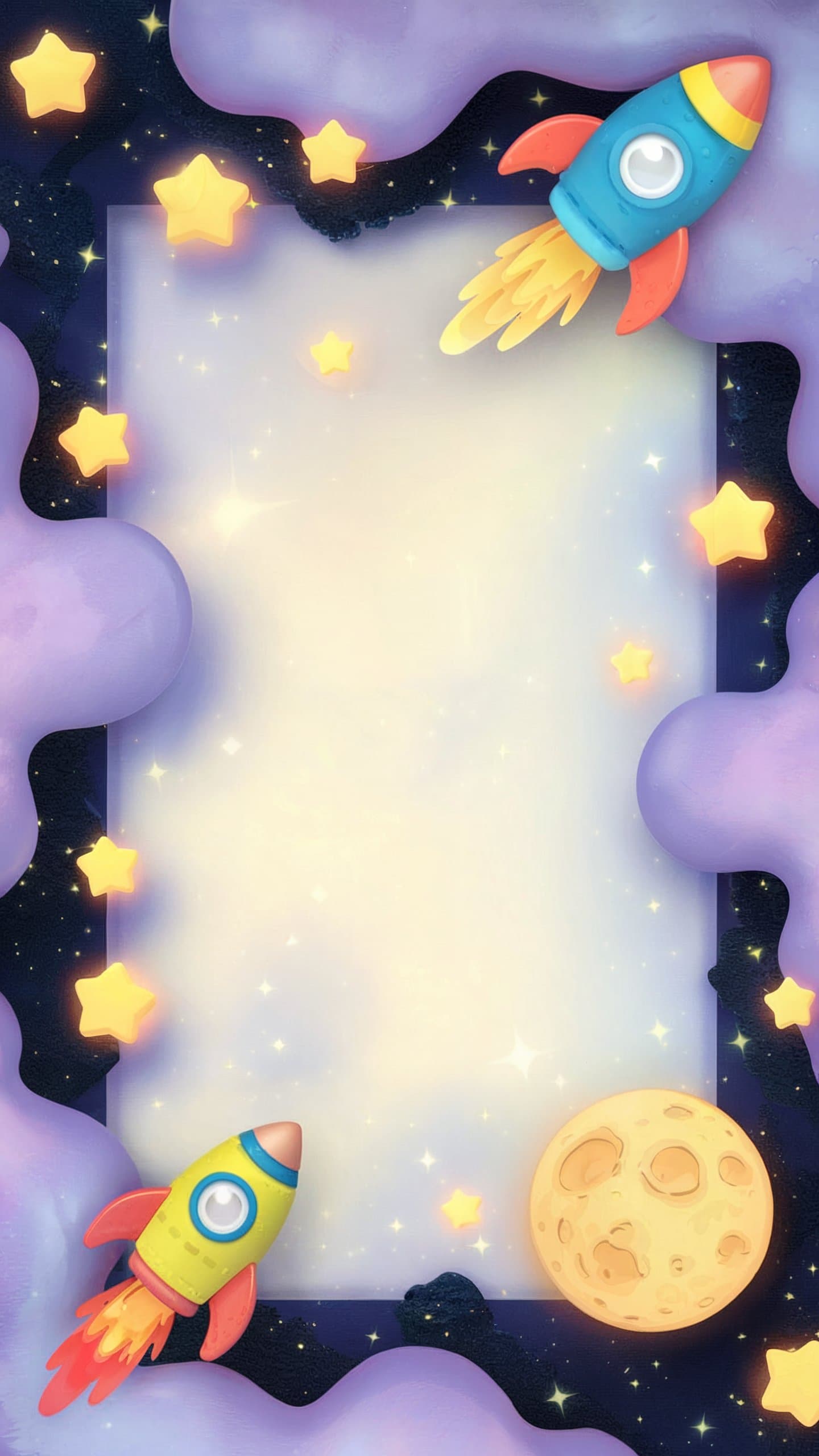 Space birthday card with a cosmic rockets theme