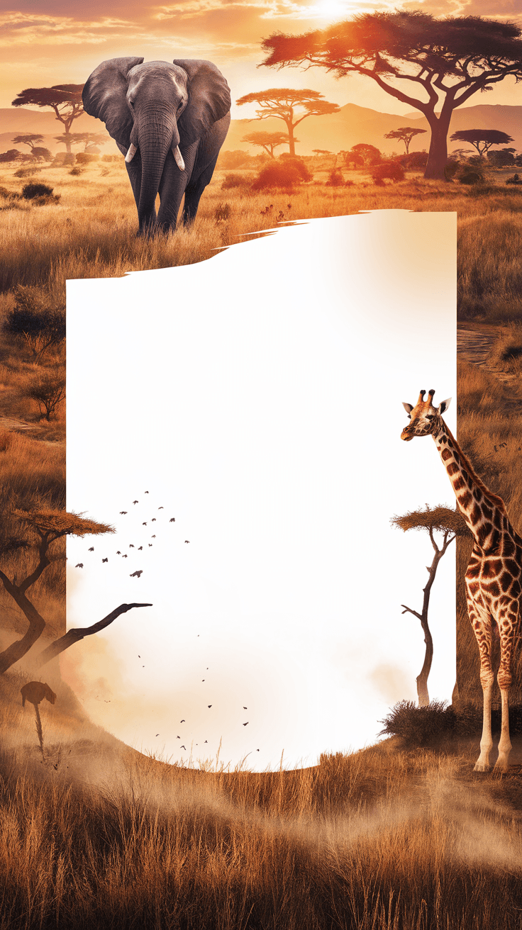 Safari birthday card with an African savanna theme