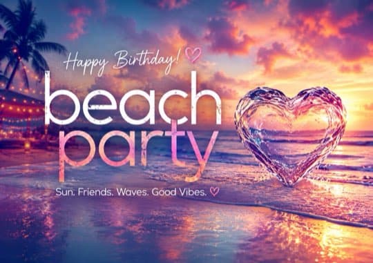 Beach party faceswap birthday card