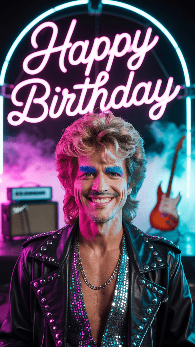 1980s rockstar faceswap birthday card