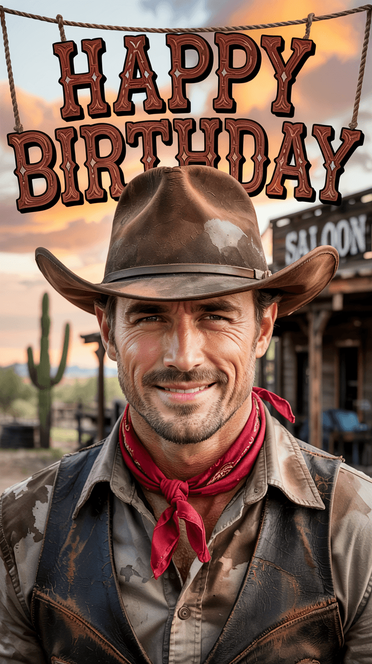 Cowboy faceswap birthday card
