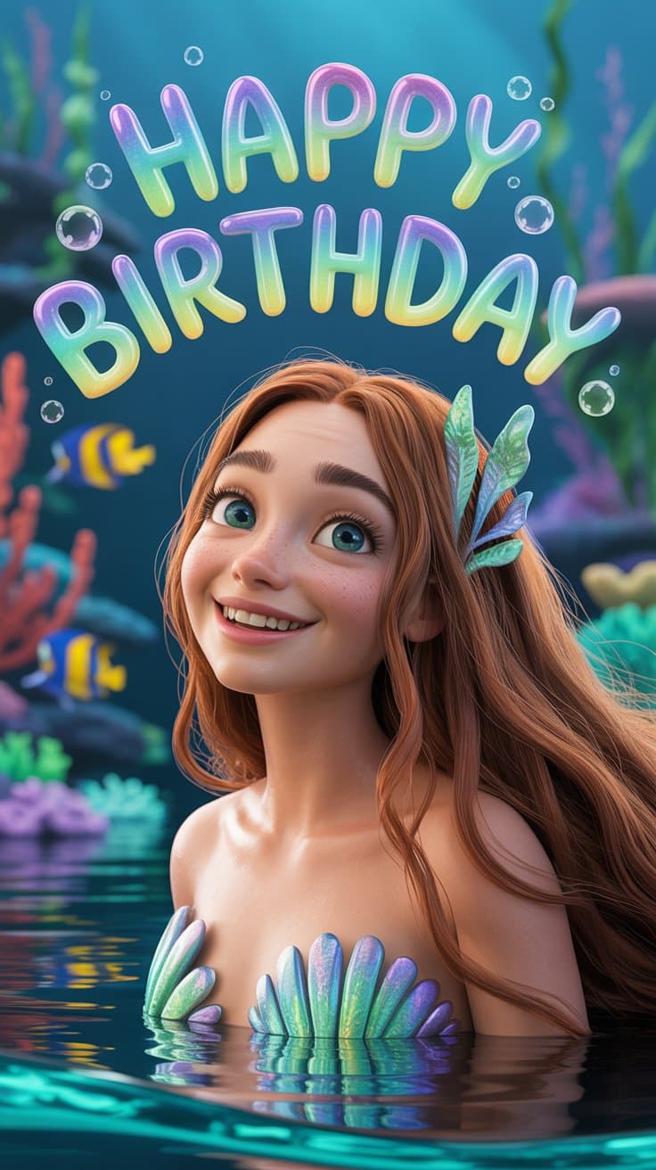 Mermaid faceswap birthday card