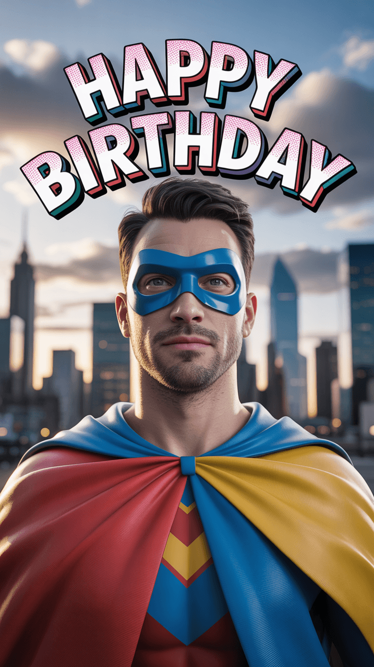 Superhero faceswap birthday card