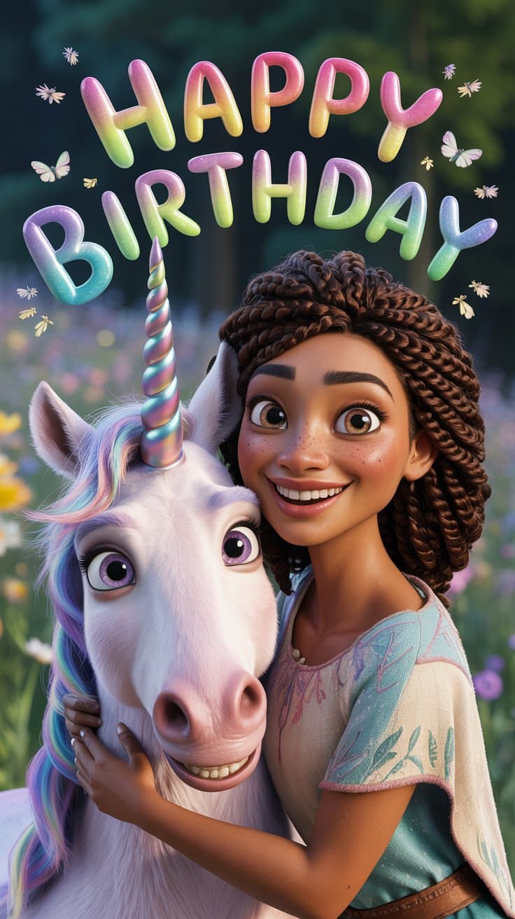 Unicorn rider faceswap birthday card