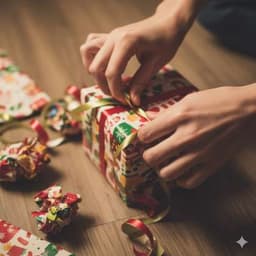 Opening a birthday gift