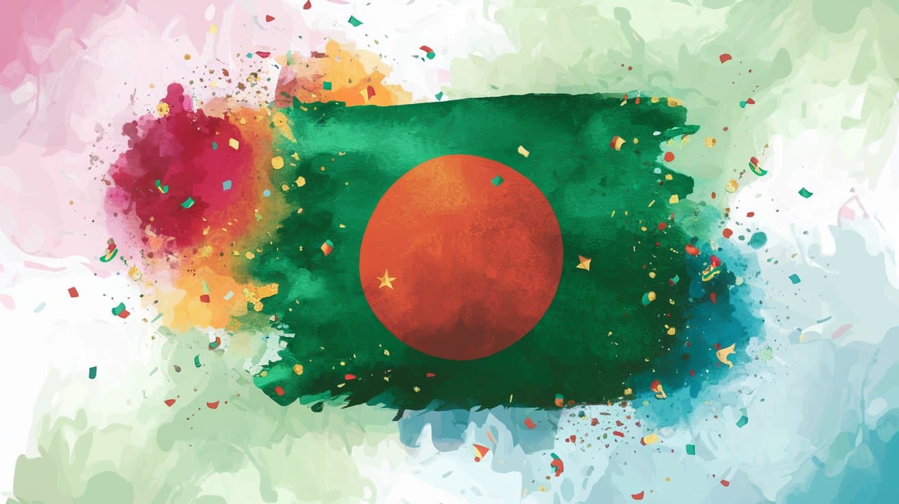 Happy Birthday song lyrics in Bengali with floral designs